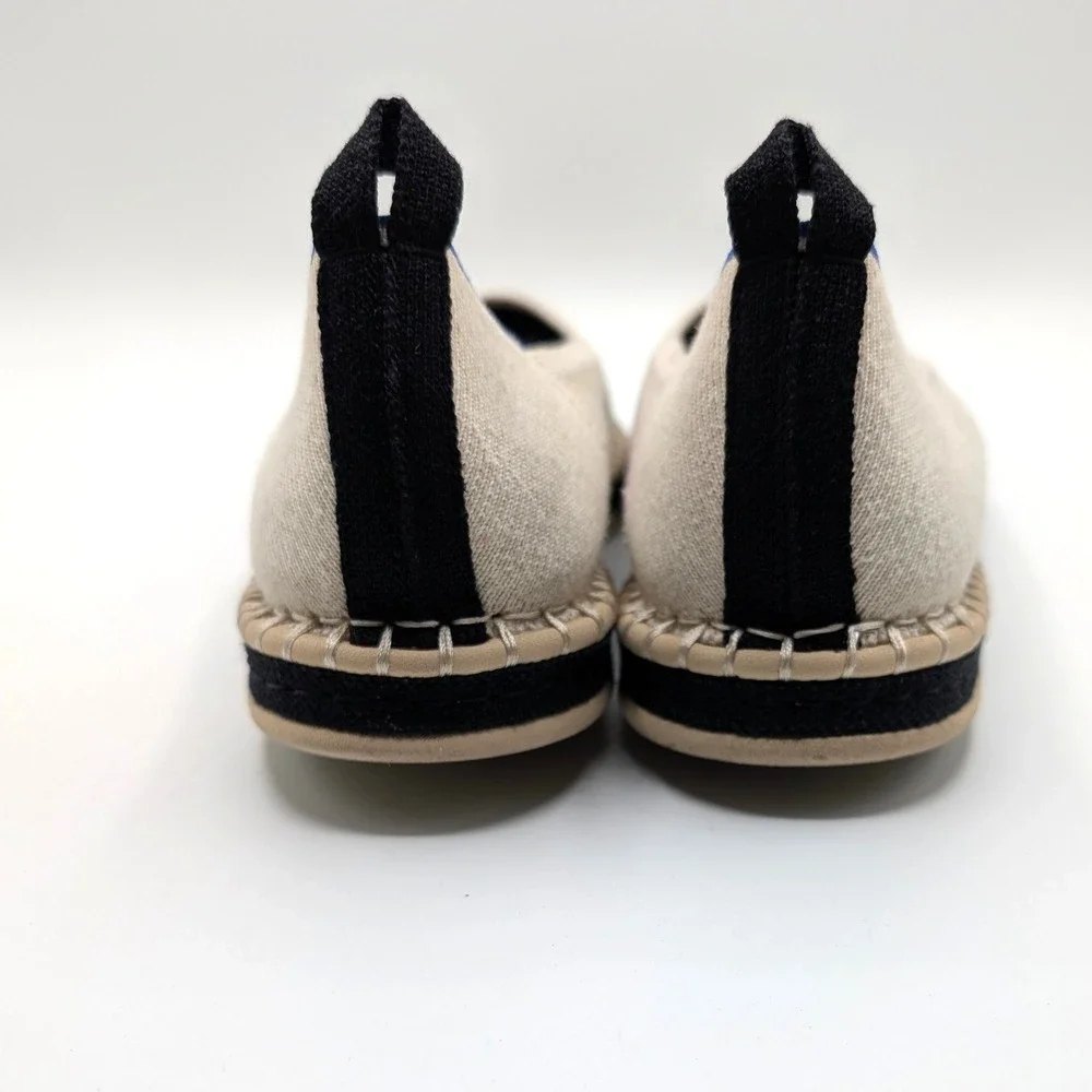 Rothys The Espadrille Oatmeal Black Colorblock Knit Flats Shoes W10 186-001